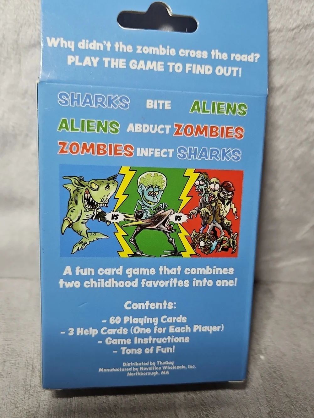 Sharks, aliens, zombies, card game of rock paper, scissors, war